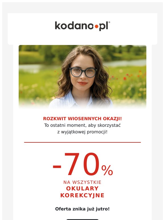 TYLKO DO JUTRA! -70% na wszystkie okulary korekcyjne 👓