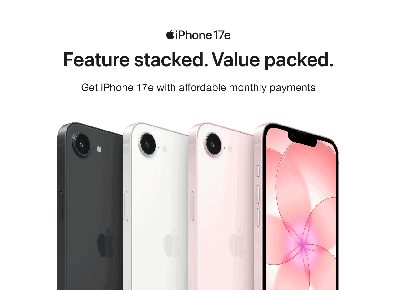 A series of iPhone 17e phones in different colours 