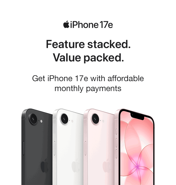 A series of iPhone 17e phones in different colours 