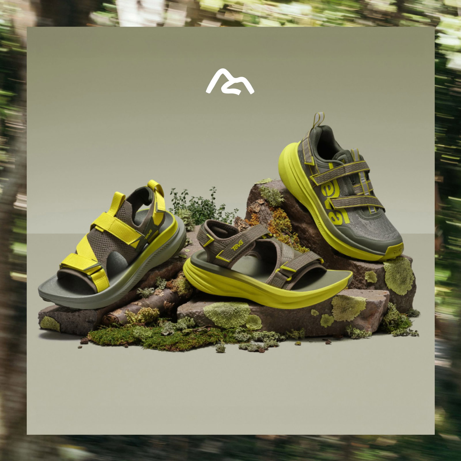 The Aventrail collection pictured on a bed of rocks with grey background.