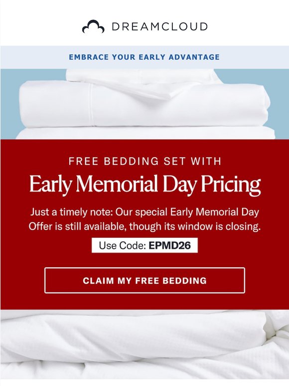 EPMD26 is on its way out 🚪 — Free Bedding w/ mattress purchase