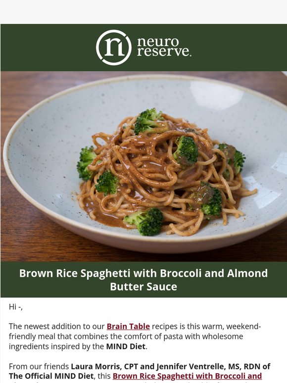 Weekend Pasta Recipe + Who We Are at NeuroReserve