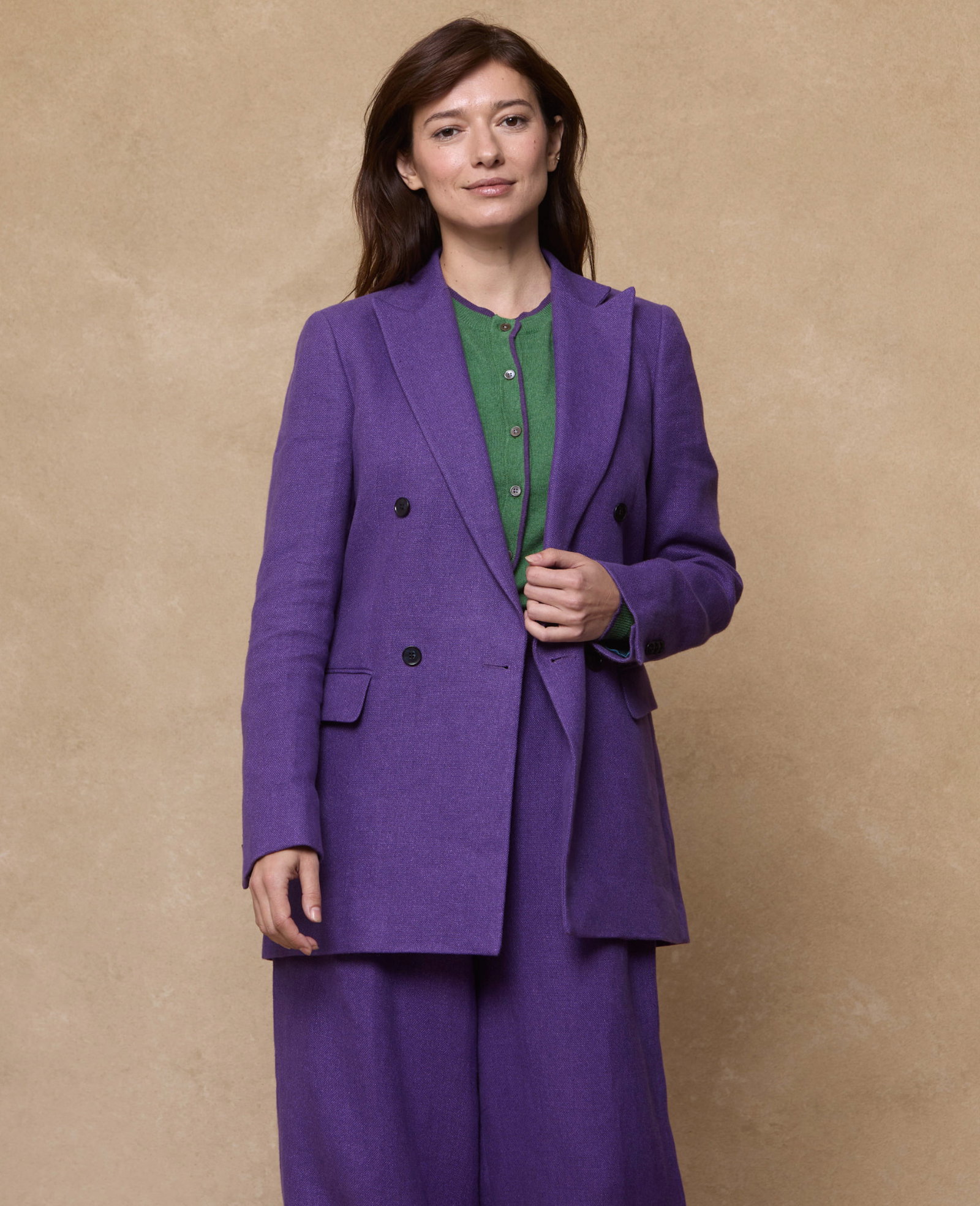 Image of Molly Irish Linen Blazer - Purple 