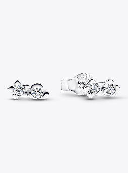 Pandora Talisman Sterling Silver Lab-Grown Diamond Heart & Star Stud Earrings
