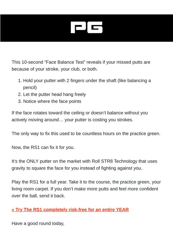 10-second “face balance” putter test