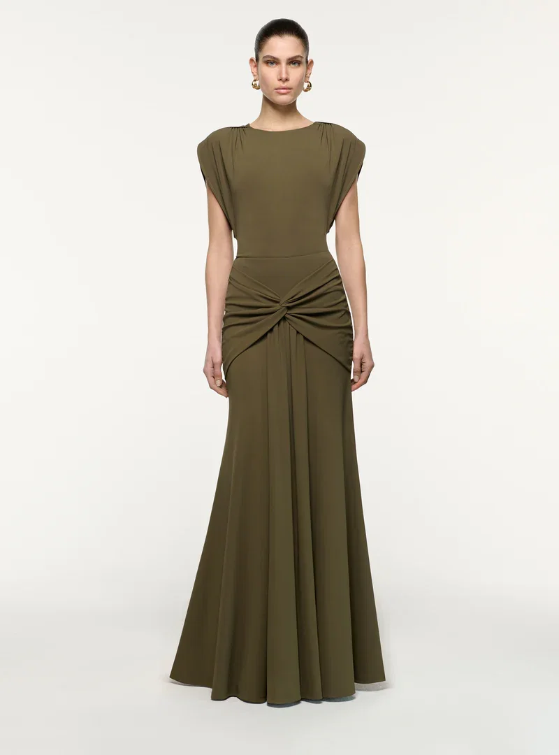 WATERFALL TWIST DRAPE JERSEY SKIRT