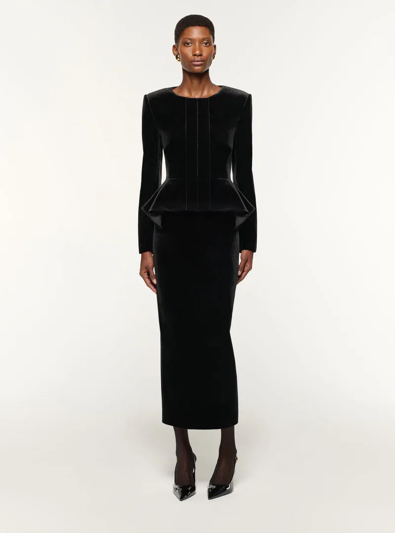 VELVET PEPLUM JACKET