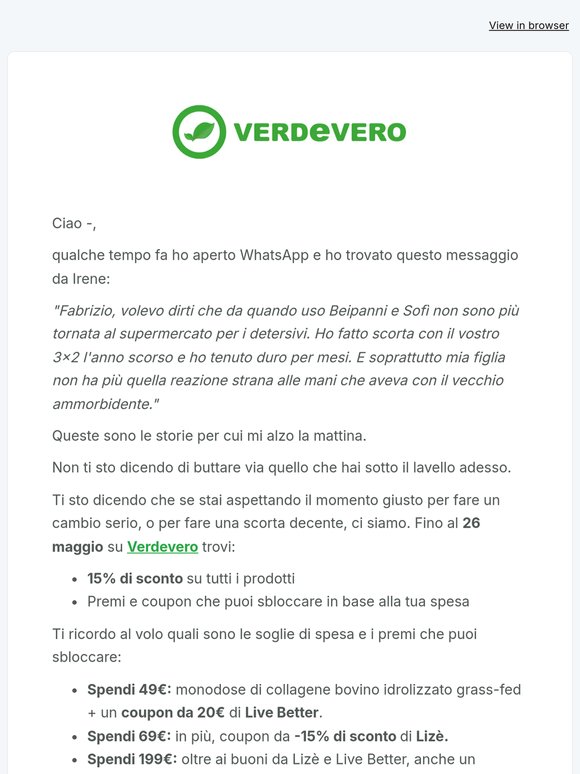 "Non sono più tornata al supermercato"