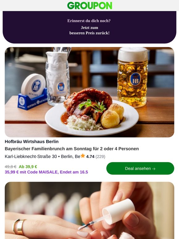 Bayerischer Familienbrunch am Sonntag für 2 oder 4 Personen ist jetzt günstiger! Jetzt entdecken.