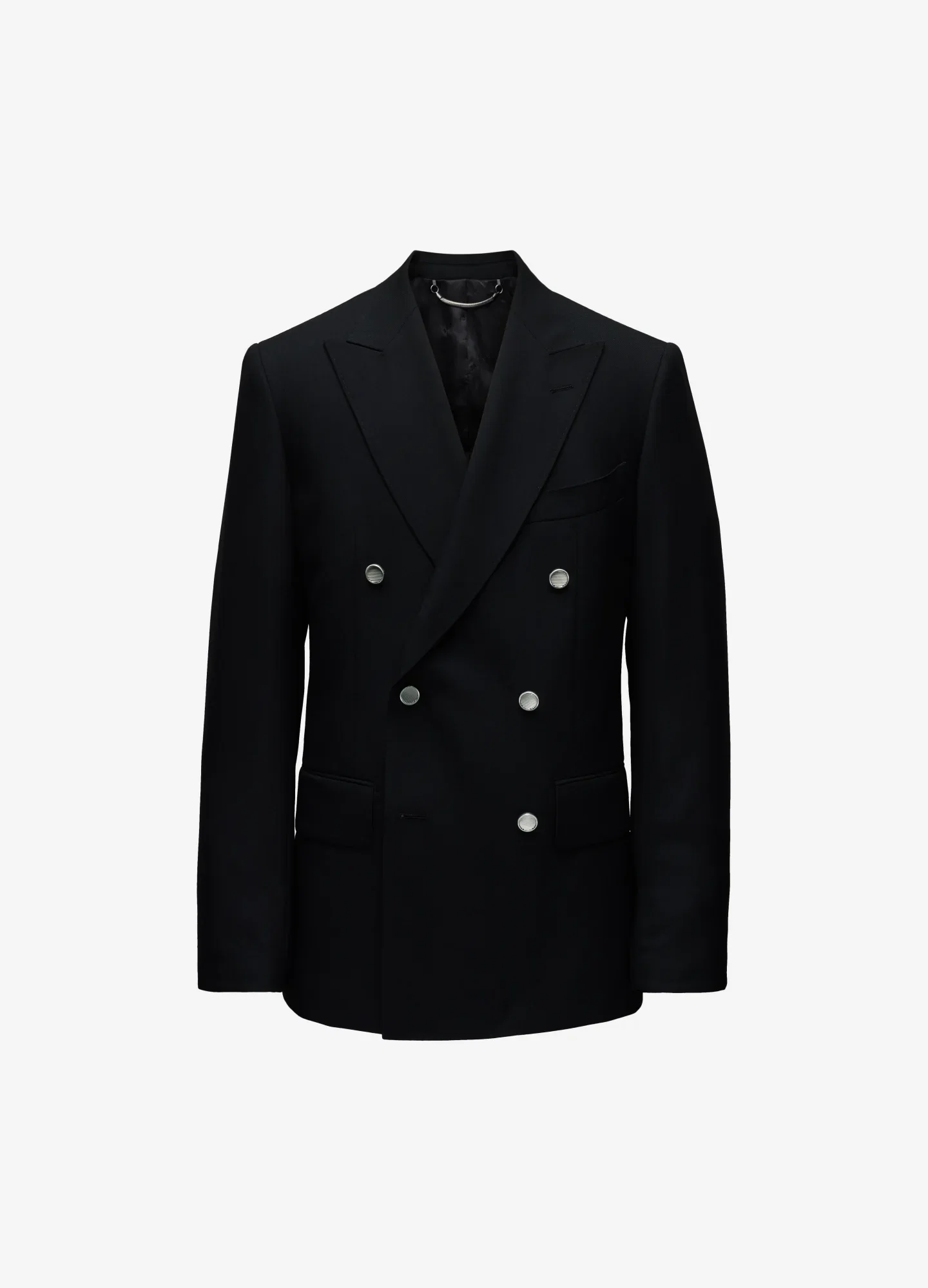 Image of Wool Double-Breasted Blazer Black