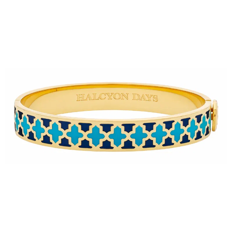 Image of Agama Two Tone Hinged Bangle in Estate Blue & Turquoise