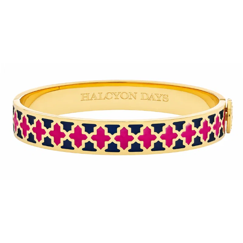 Image of Agama Two Tone Hinged Bangle in Estate Blue & Pink Tourmaline