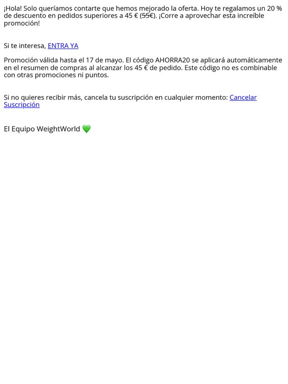 ¡Lo mejoramos! Llévate -20 % al gastar SOLO 45 €