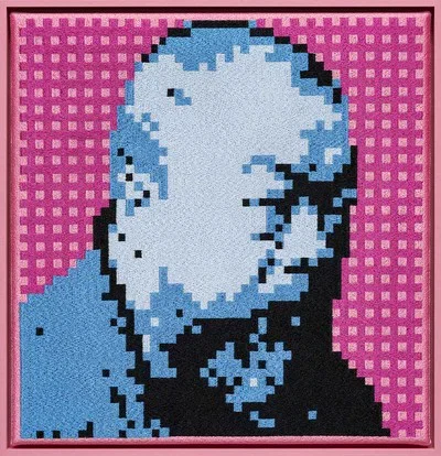Image of Self-Portrait Embroidery (Blue & Pink)