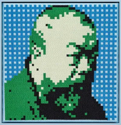 Image of Self-Portrait Embroidery (Green & Blue)