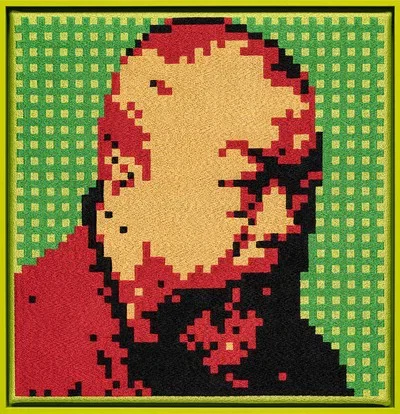 Image of Self-Portrait Embroidery (Red & Green)