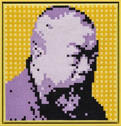 Image of Self-Portrait Embroidery (Purple & Yellow)