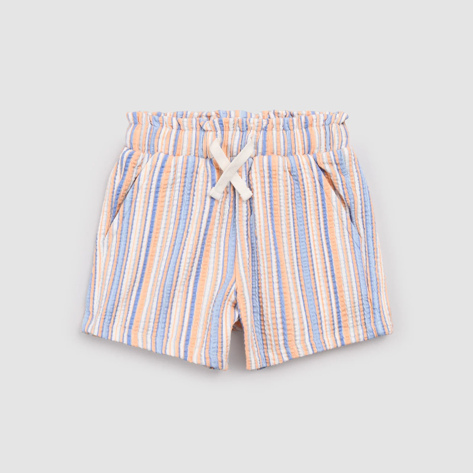 Image of Peach and Powdered Blue Stripe Shorts