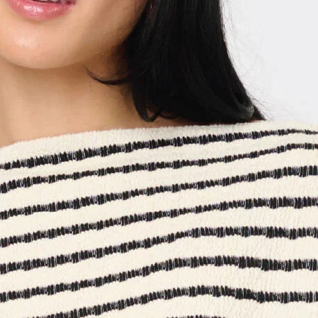 Slouchy Open Neck Stripe Top