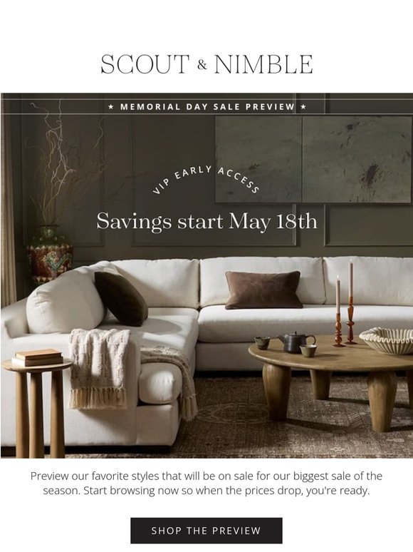 Memorial Day Sale starts Monday – start building your cart now