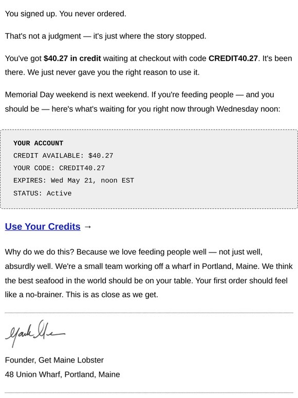 Your $40.27 has been sitting here.