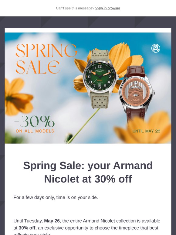 Spring Sale -30% off on all Armand Nicolet models