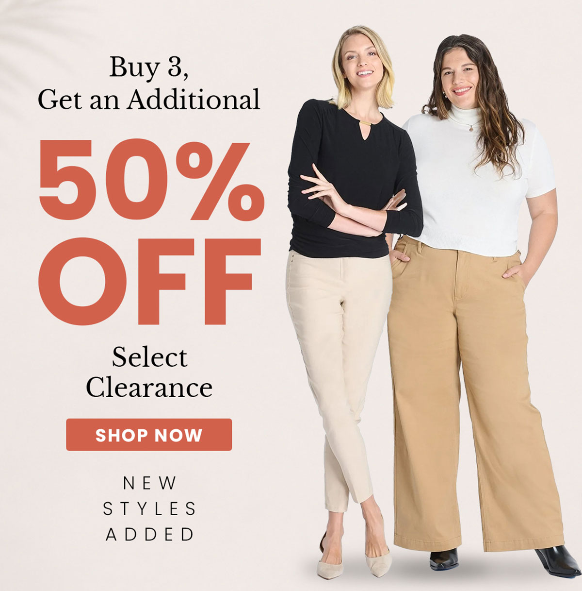 Buy three, get an additional 50% off. 