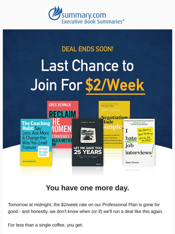 Sale Ending - Join for Just $2/Week