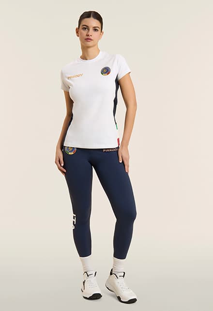 T-shirt Donna Italia FGI Bianca in Jersey Elasticizzato