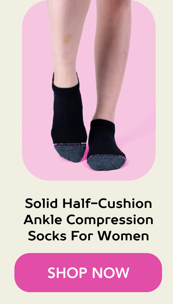 Solid Half-Cushion Ankle Compression Socks For Women 