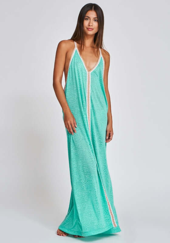 Image of Cheetah Maxi Sun Dress Mint
