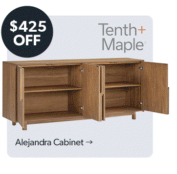 425 dollars OFF. Tenth and Maple. Click to shop the Alejandra Cabinet