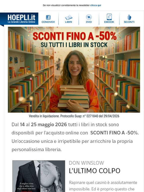 Sconti finali: fino a -50% su tutti i libri in stock, fino a esaurimento scorte!