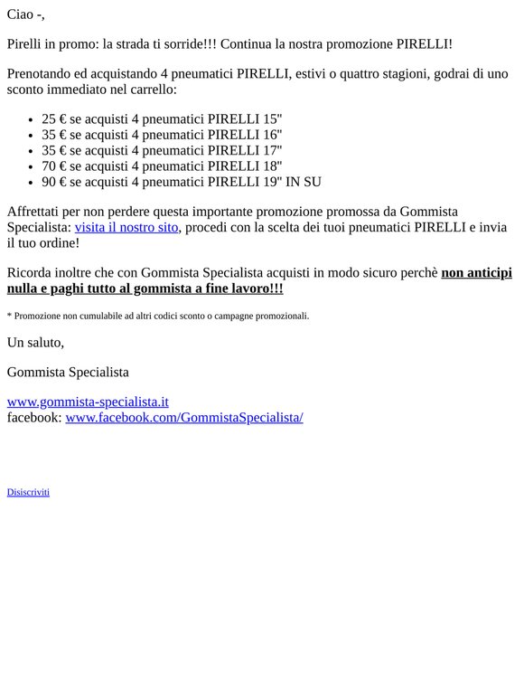Gommista Specialista - Ultimi giri di pista per lo sconto Pirelli...