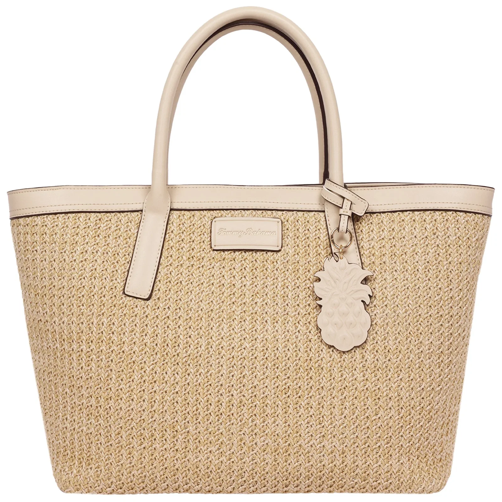 Image of Tommy Bahama – Woven Straw Beach Tote With Pineapple Charm