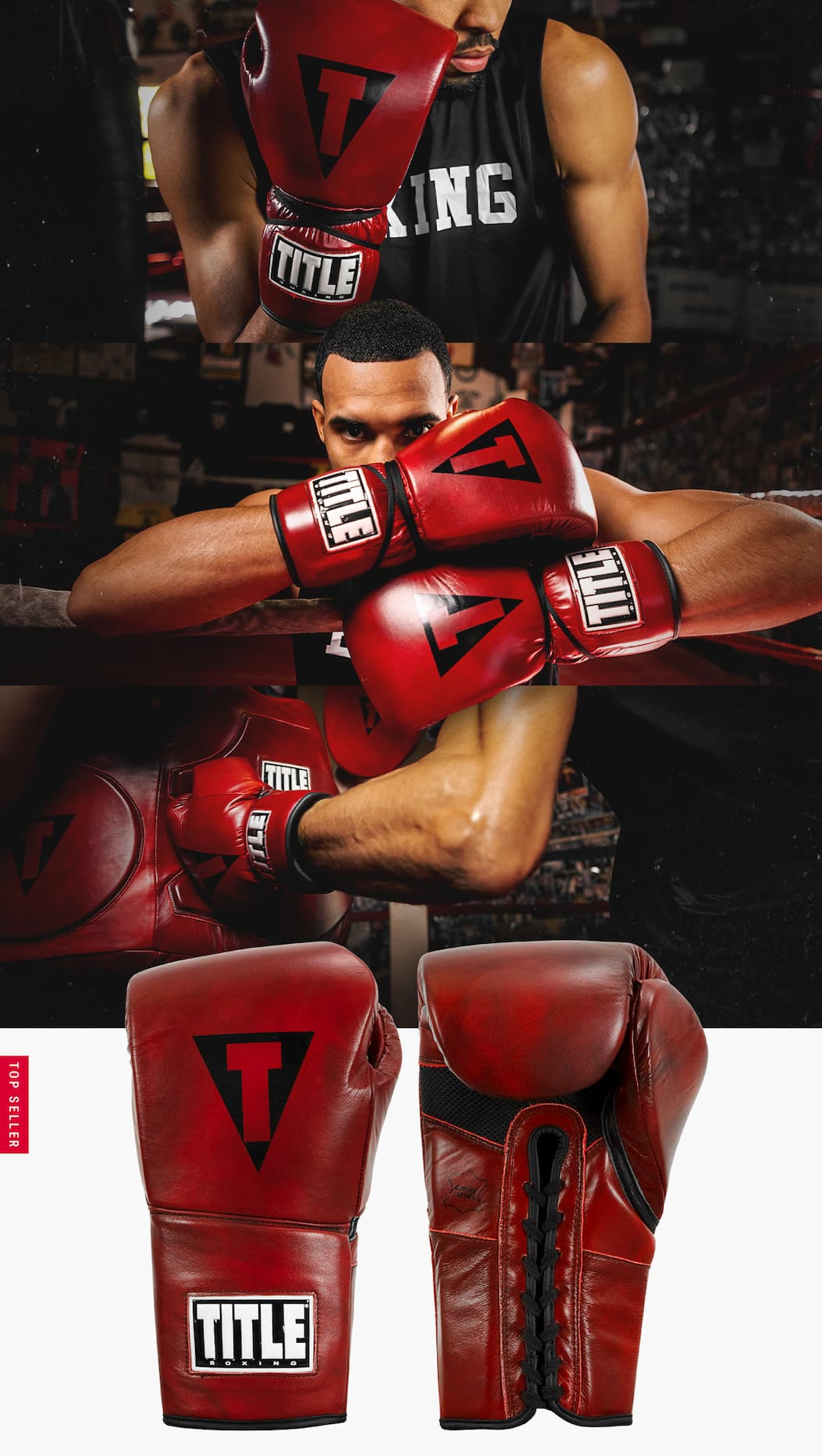 SHOP TITLE BOXING BLOOD RED LEATHER SPARRING GLOVES