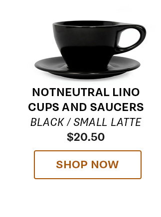 notNeutral Lino Cups and Saucers. Small Latte in Black