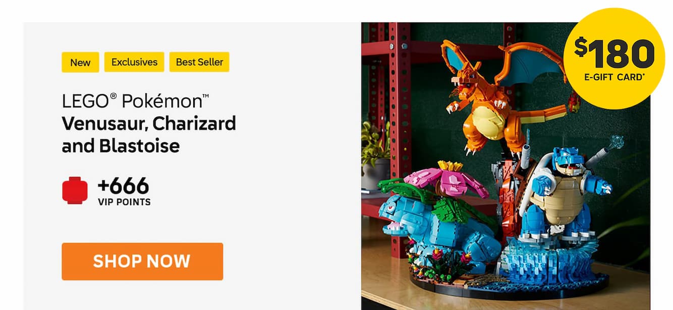 LEGO® Pokémon™ Venusaur, Charizard and Blastoise