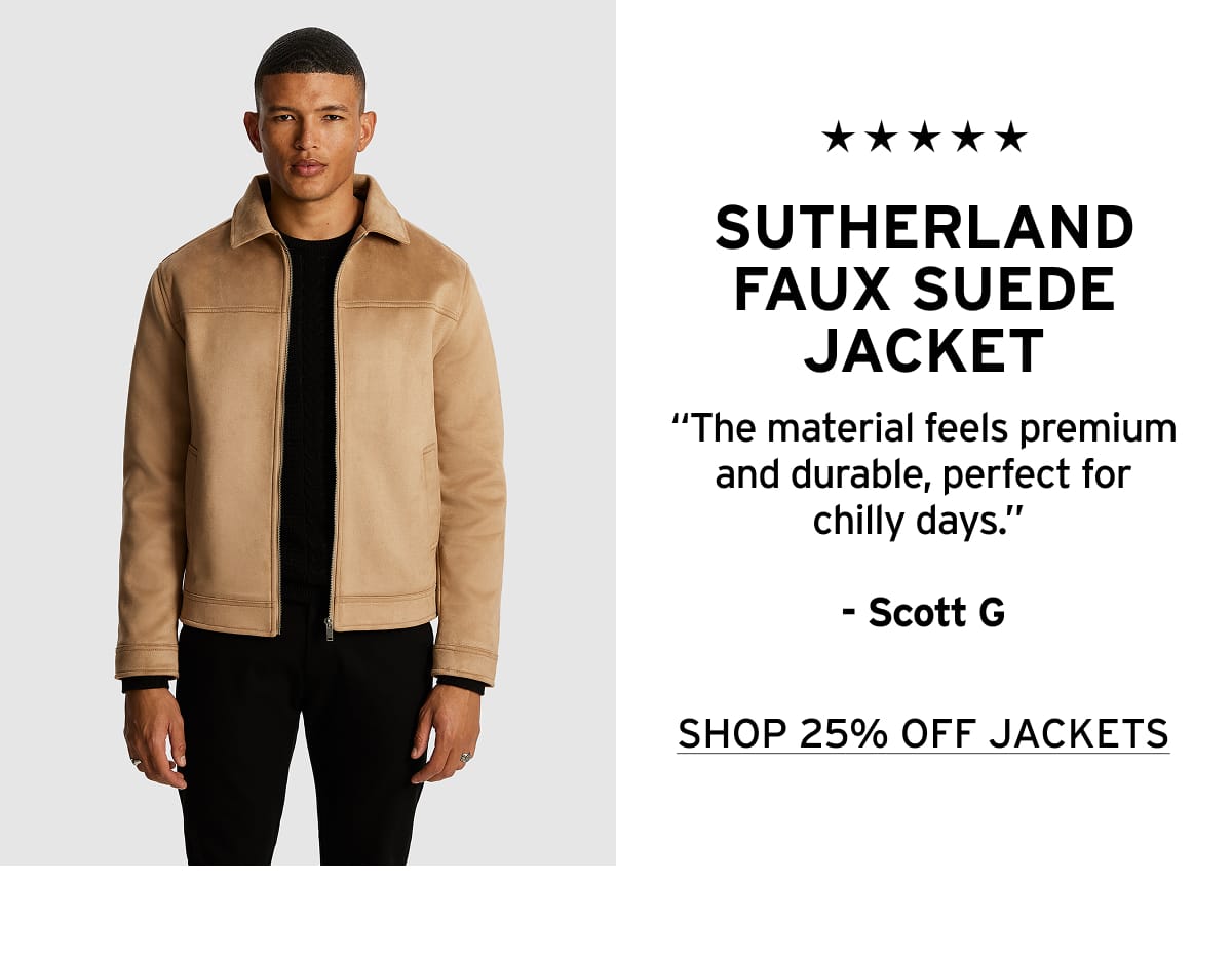 Natural faux suede jacket with full zip closure, regular fit, textured finish, side pockets, and fully lined interior for a structured smart-casual outerwear look.
