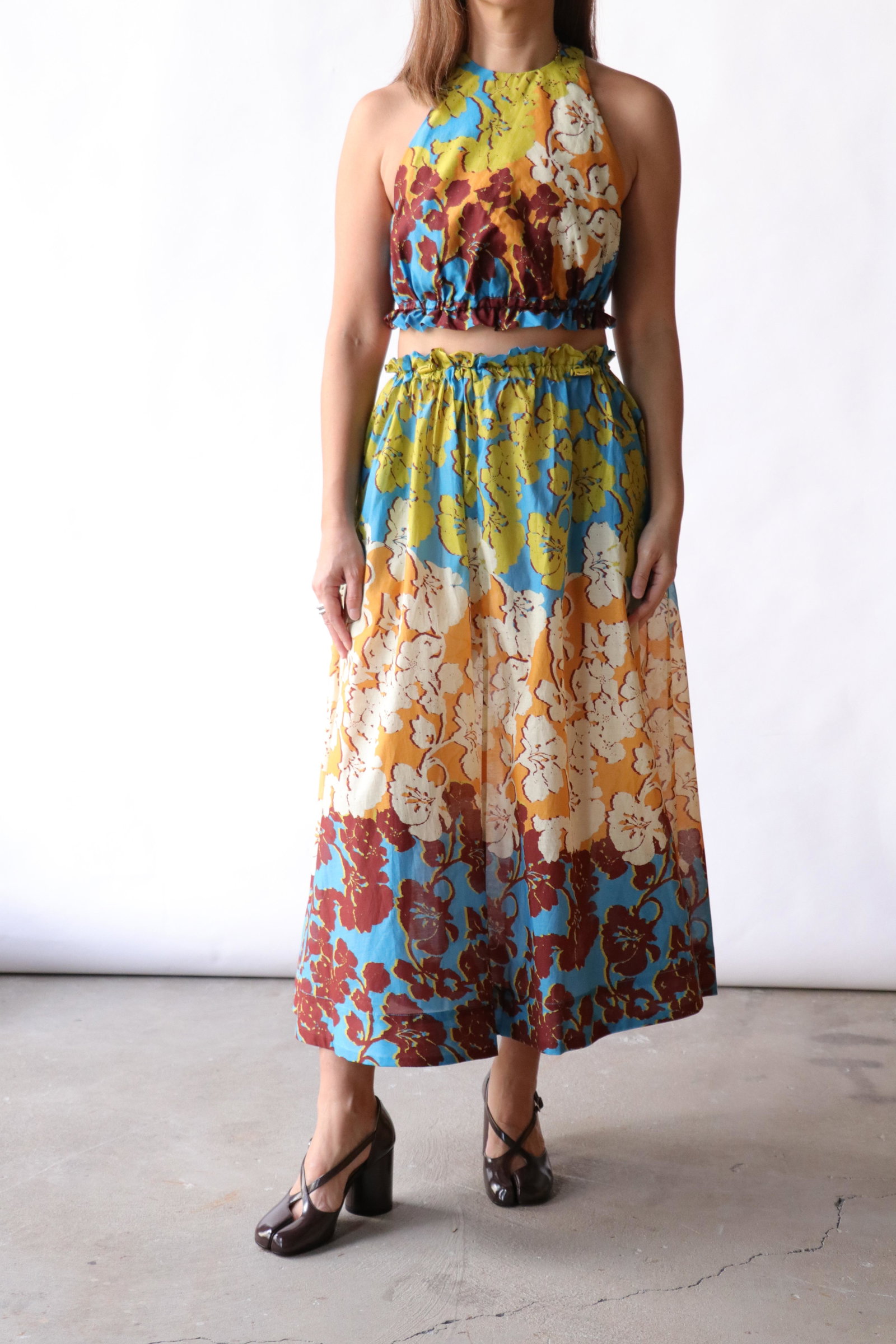 Alémais Splice Crop Top & Splice Midi Skirt in Multi