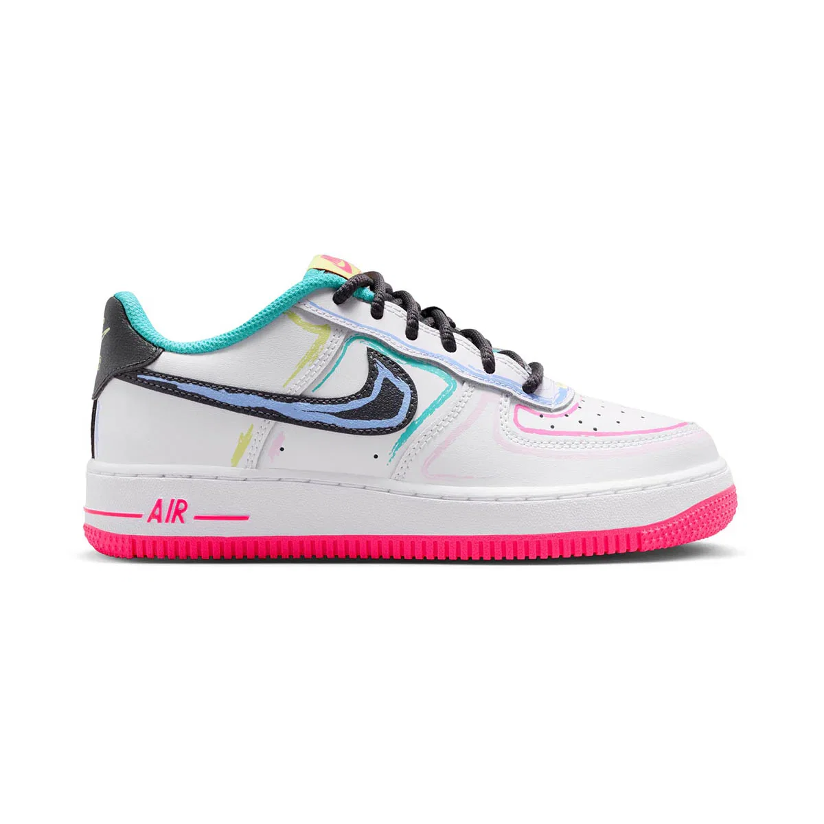 Image of Nike Air Force 1 'White Hyper Pink Dusty Cactus' Big Kids' Shoes