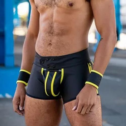 Mr.S Leather FuckGear Chap Shorts | Black/Yellow