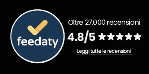 Feedaty logo with 4.8/5 rating and five stars from over 27,000 reviews — read all reviews