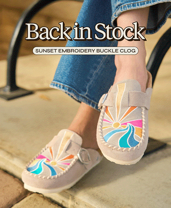 Sunset Embroidery Buckle Clog
