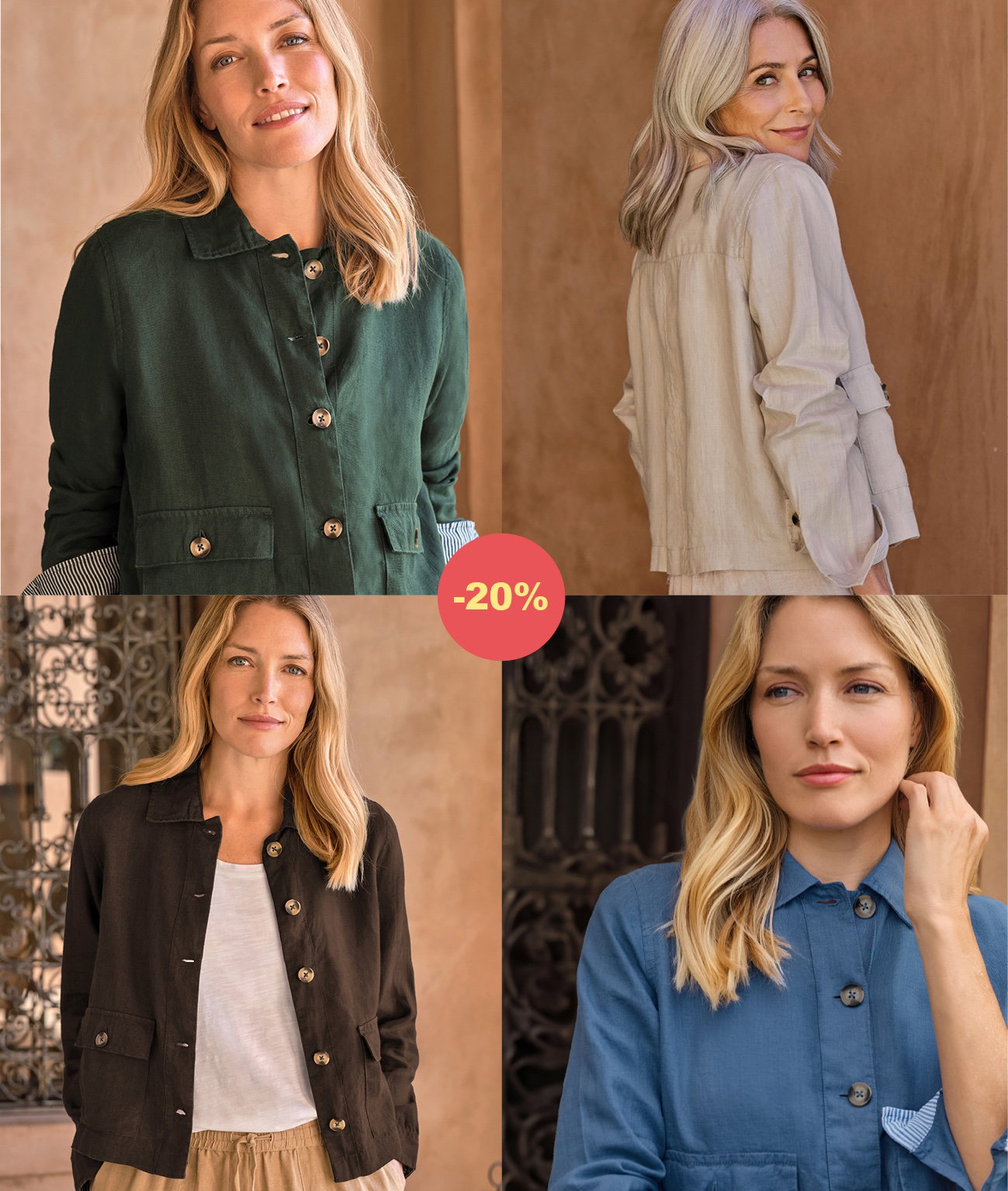 Veste légère en lin à col - Femme - 100 % lin