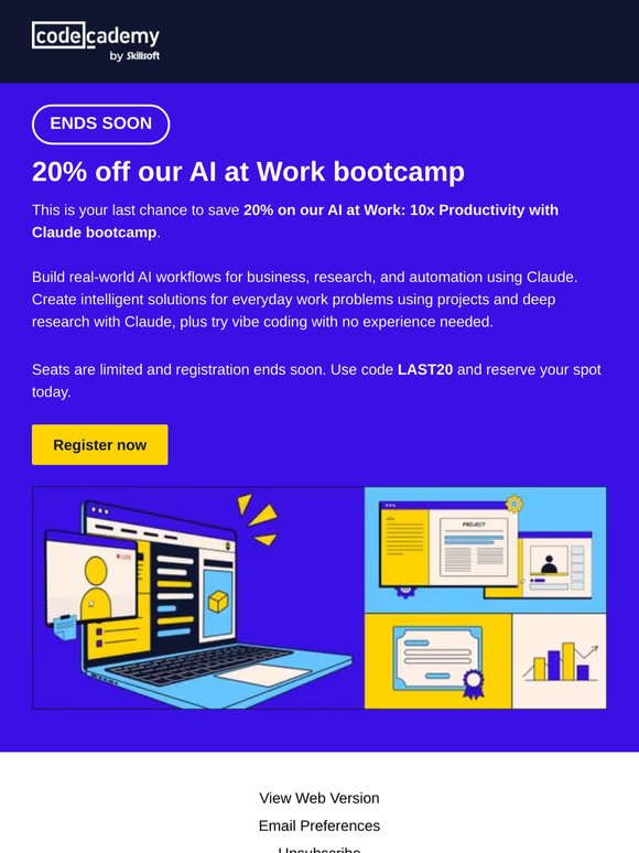 LAST CHANCE: 20% off AI at Work bootcamp ends soon