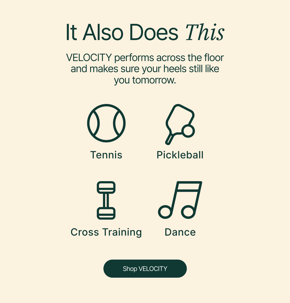Perform across the floor: tennis, pickleball, Crossfit, dance and MORE!