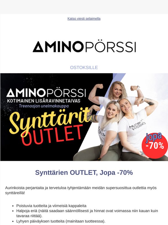 Outlet Synttäreillä - jopa -70%