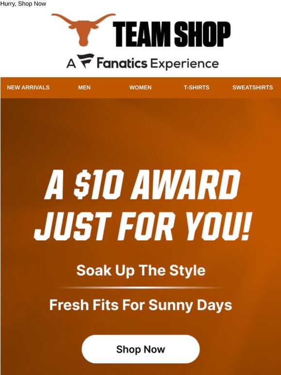 TODAY ONLY! $10 Off Longhorns Styles
