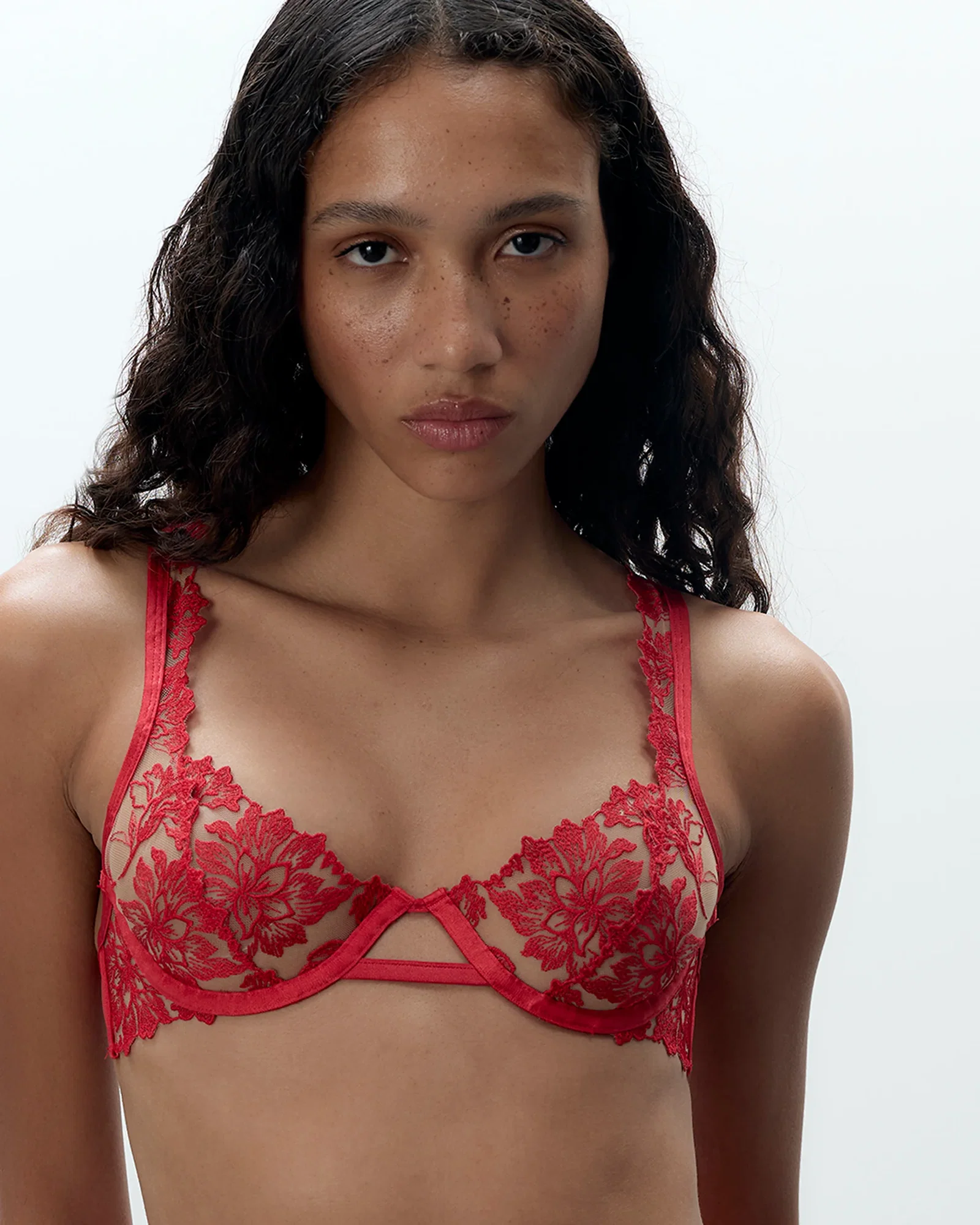 Image of Samara Embroidered Bra Red